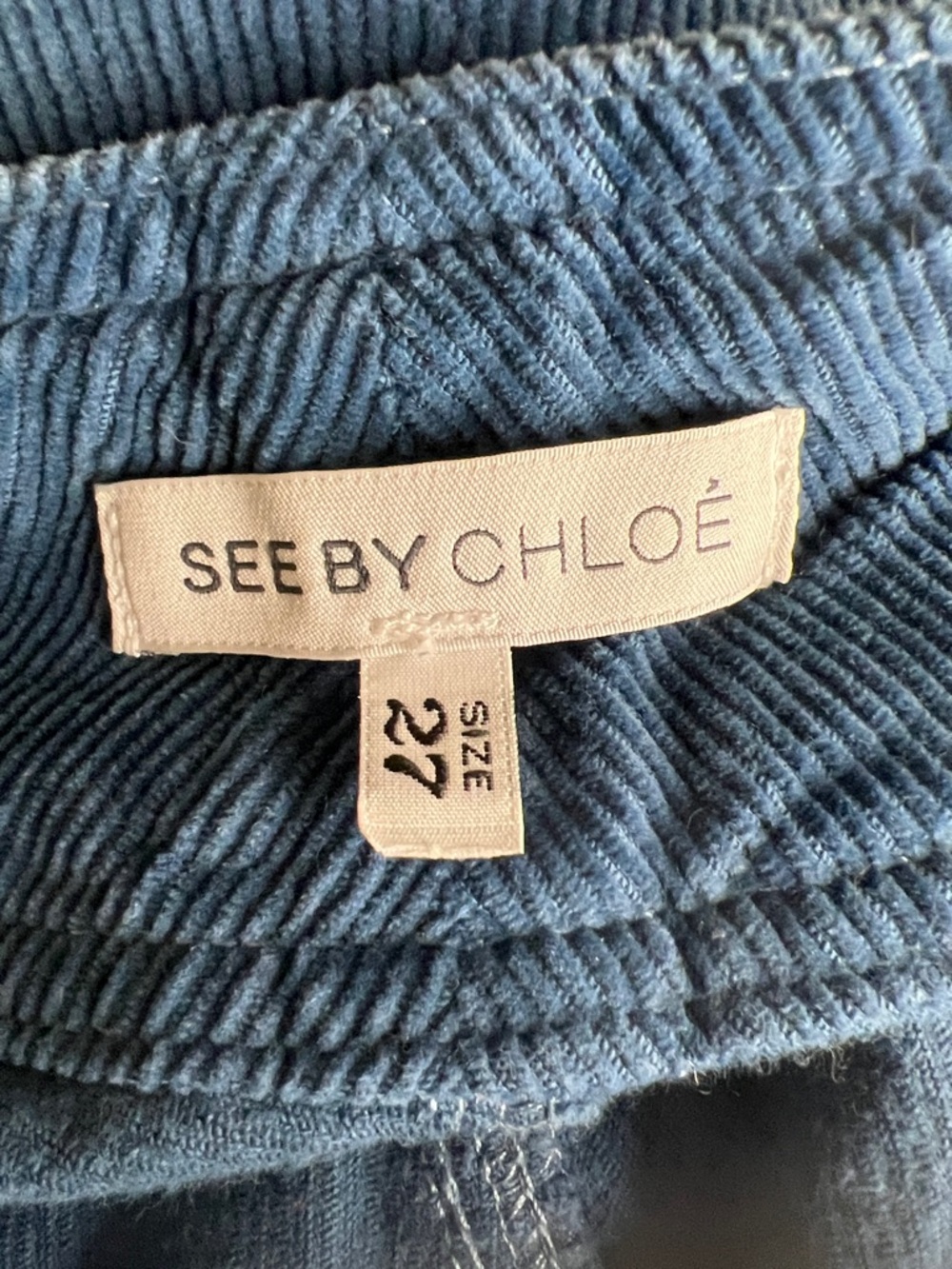 Vintage Y2K See by Chloe Mid-Rise Blue Corduroy Pants Sz 27 - Picture 8 of 10